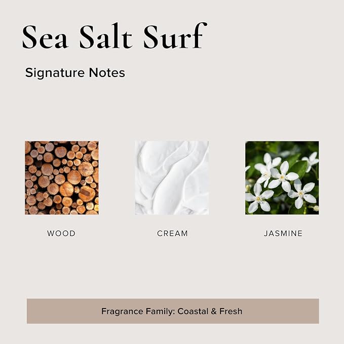 Broken Top Sea Salt Surf Pure Soy Candle | 9 oz. | Wood, Creme & Jasmine. 50-Hour Burn Time. Natural Cotton Wick, Vegan, No Parabens, No Phthalates