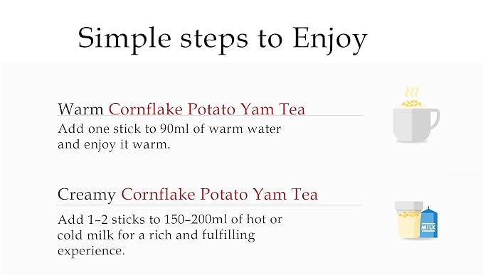 Damtuh Yam (Ma) Tea Powder Drink Mix with Corn Flakes & Potato Flakes – Korean Cereal-Style Instant Hot Drink, Creamy & Smooth, 22g x 12 Stick Packs