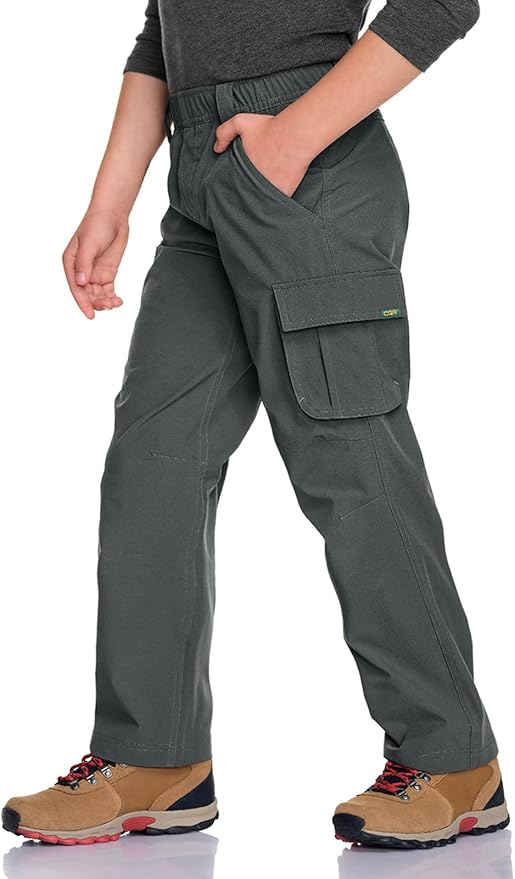 CQR Kids Boy’s Hiking Cargo Pants, Water Resistant UPF 50+ Quick Dry Youth Casual Outdoor Climbing Camping Trousers