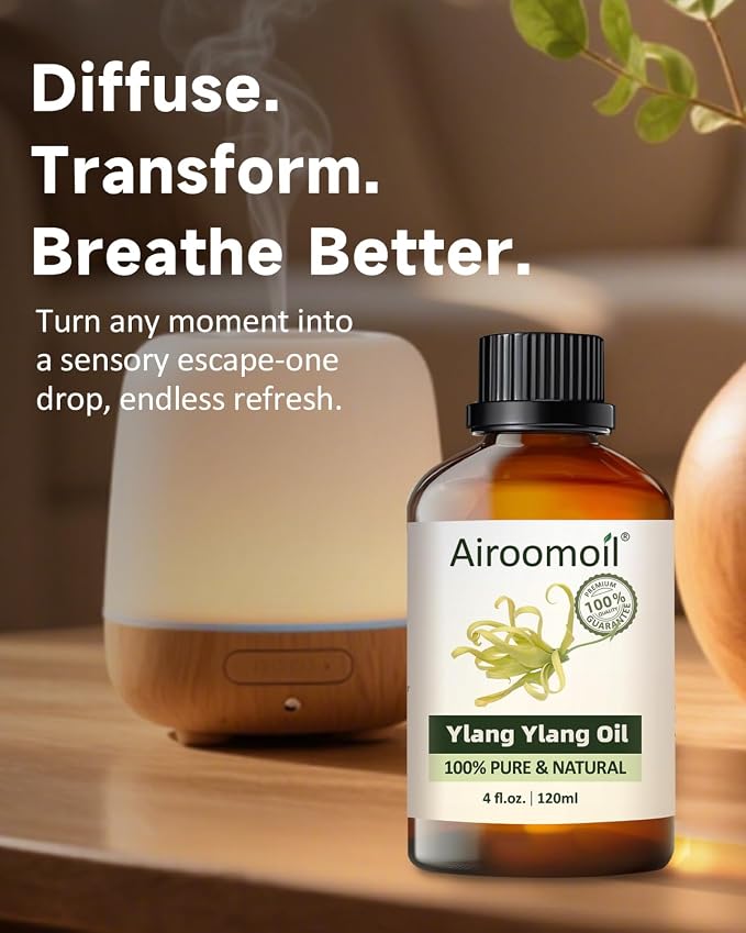 Ylang Ylang Essential Oil 4 fl oz – 100% Pure Natural Floral Aroma for Diffuser, Candle & Soap Making, Hair Care, Massage Blends – Large Size for Daily Use