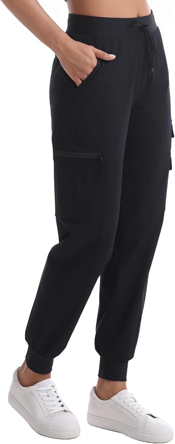Rrosseyz Women's Hiking Pants with Pockets - Lightweight Water Resistant Joggers Cargo Pants for Casual Travel Golf Outdoor