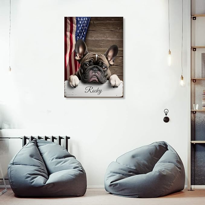 Custom Wooden Jigsaw Puzzles with Your Dog's Name on French BullDog's Art Print - 300 500 1000PCS Puzzles Game and Home Wall Decor