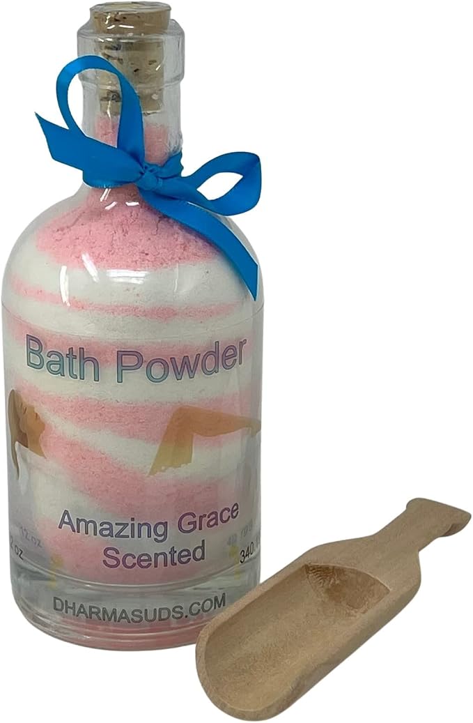 Bath Powder 12 oz Glass Bottle with the Feminine Scent of Amazing Grace.