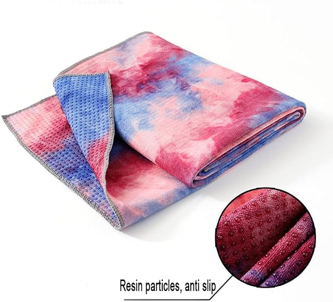 Yoga Towel for Yoga Mat, Non Slip Mat Cover for Hot Yoga, Washable Microfiber Light Weight (Purple-red)