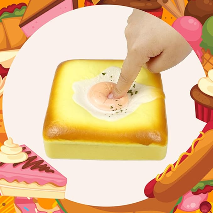 Egg Toast Squishies Super Soft Slow Rising Toy Cute Scented Simulation Food Square Cake Squishys Stress Relief Squeeze Toys for Kid Halloween Christmas Birthday Gift (Egg Toast)