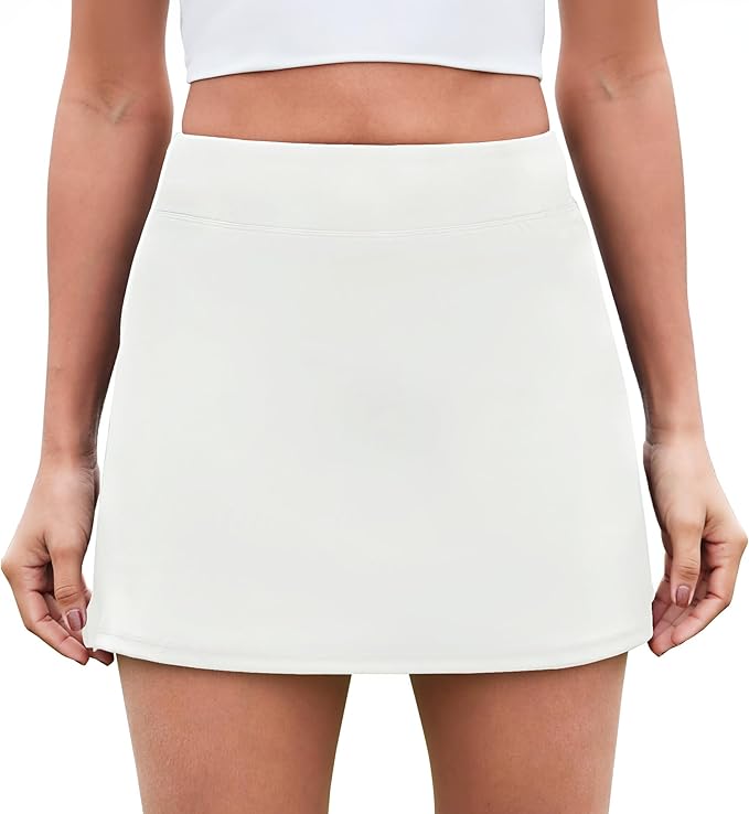 Womens Skort Tennis Skirt with Pocket Shorts | Mini Golf Skirts, High Waisted, Built-in Shorts, Soft Comfortable Fabric, for Summer Casual, Athletic Workout, Pickleball
