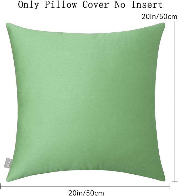 Thmyo 4-Pack 100% Cotton Comfortable Solid Decorative Throw Pillow Case, Square Cushion Cover Pillowcase Sublimation Blank Pillow Covers DIY Throw Pillowcase for Sofa(20x20 inch/ 50x50cm,Sage Green)