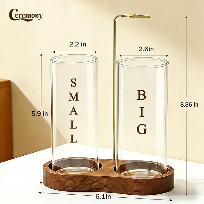 Ceremony Incense Holder, 2 in 1 Wooden Incense Holder for Sticks | Anti-ash Incense Burner with Glass Ash Catcher for Meditation Yoga Spa Room Decor