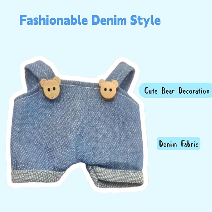 Dolls Clothes for Labubu Girl, Bow Hairband & Overalls Set for Labubu, 15cm/17cm Dolls Accessories Suit, 3 Pack Doll Outfits Stylish Clothes (NO Doll)