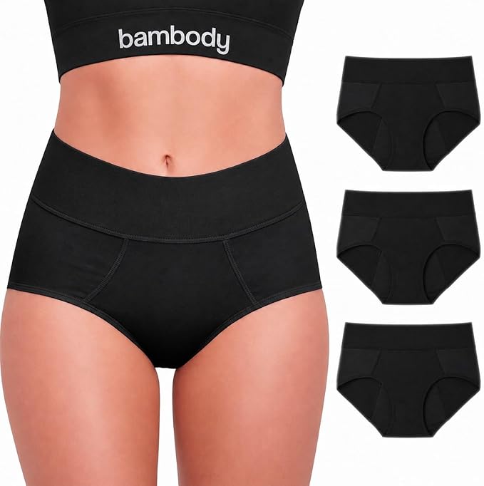 Bambody Absorbent Period Panties - Bamboo Rayon - Period Underwear for Women and Teens - All-Day Long - Overnight Protection