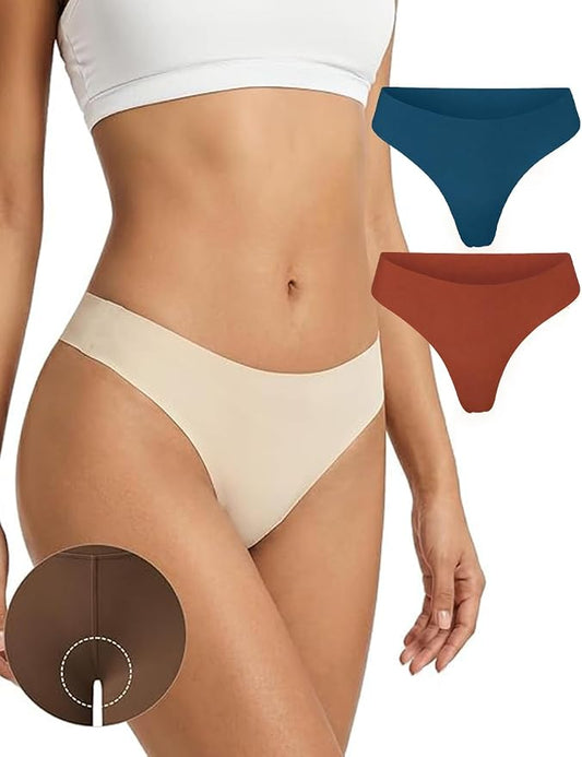 Seamless Thongs Invisible No Show Thong Panty Liners VPL Workout Underwear Cotton Thongs for Women G-Strings Tangas