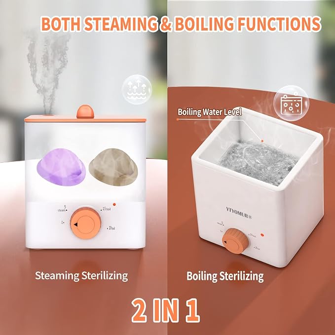 Menstrual Cup Sterilizer, Menstrual Disc Cleaner, 2 in 1 Boiling and Steaming Modes for Women Feminine Hygiene Care, One-Click Knob Timer Auto Off, with 1 Cleaning Brush & 1 Heat Resistant Clip