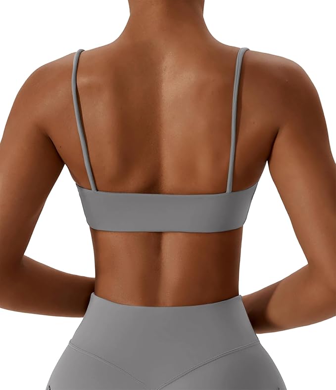 Comper Women's Sports Bras Wirefree Racerback Workout Bras Sexy Thin Straps Yoga Sport Bras with Removable Pads