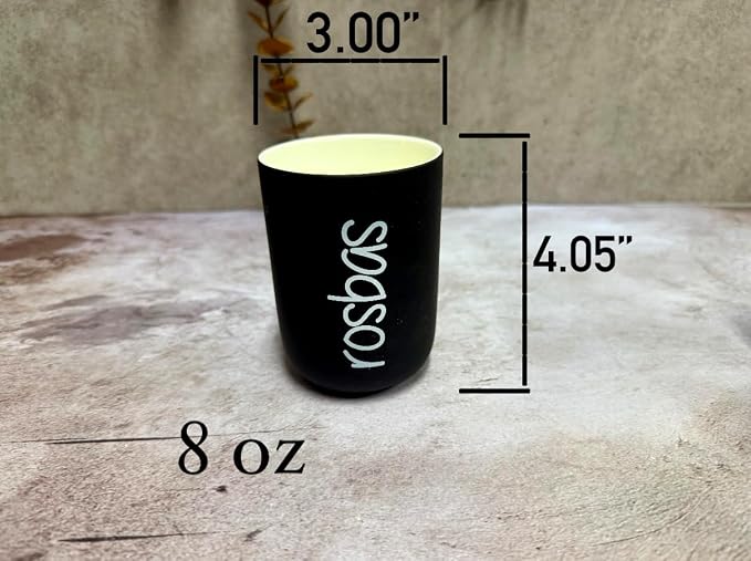 rosbas Fraser Fir Soy Wax Candle - 8 oz in Ceramic Jar - Boxed - Clean Burning for Crisp Forest Aroma - Black - Made in USA