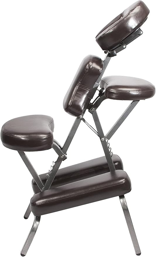 Master Massage Bedford Adjustable Portable Folding Full Body Massage Chair, Coffee, 11" x 14" x 39"