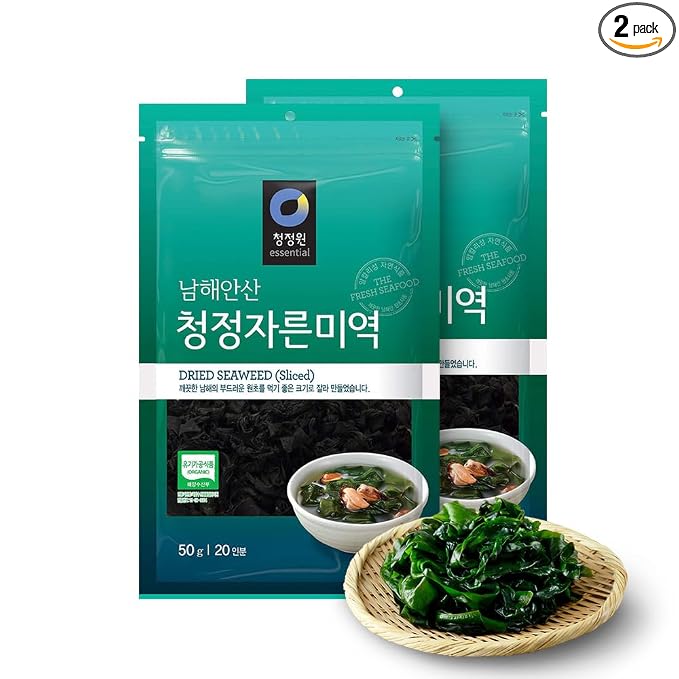 Dried Seaweed Miyeok | Premium Korean Baby Wakame Cut Flakes for Miyeokguk Soup, Miso Soup | Clean South Sea (Namhae) Harvest | 20 Servings | Expands 10x When Soaked | Resealable Bag | Product of Korea [50g, Pack of 2] [100g Total] - O’food