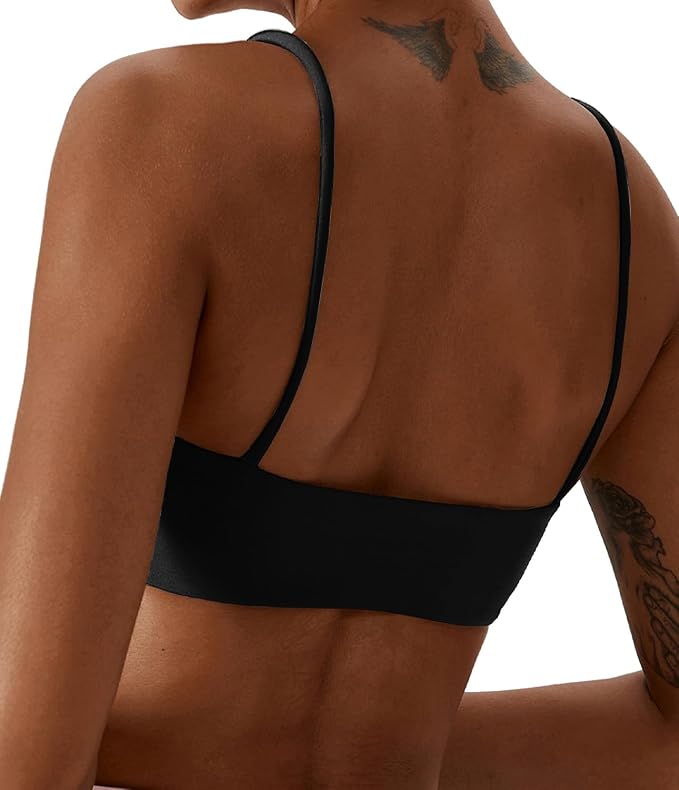 Comper Women's Sports Bras Wirefree Racerback Workout Bras Sexy Thin Straps Yoga Sport Bras with Removable Pads