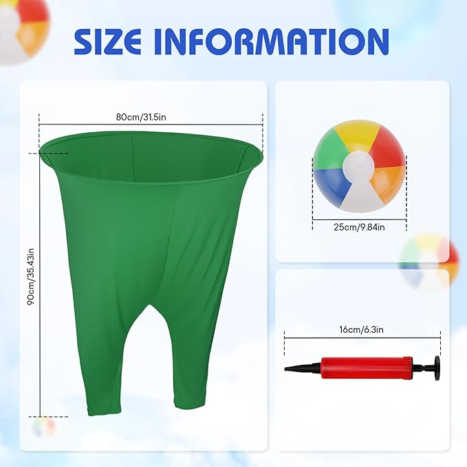 2 Pcs Granny Pants Yard Game, Granny Pants Outdoor Game with 16 Six-Color Bouncy Ball and 2 Air Pump, Team Relay Family Reunion Party Field Game Sets