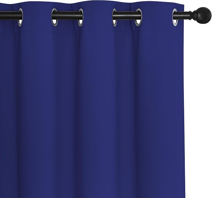 NICETOWN Blackout 72 inch Curtains for Kids Room, Grommet Room Darkening Thermal Insulated Solid Window Treatments Sound Reducing for Bedroom, 2 Panels, W37 x L72, Navy Blue
