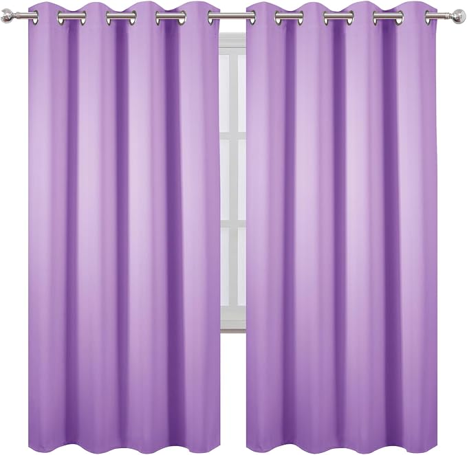 LEMOMO Blackout Curtains 66 x 72 Inch Long Lavender Curtains Set of 2 Panels Room Darkening Curtains for Bedroom and Living Room