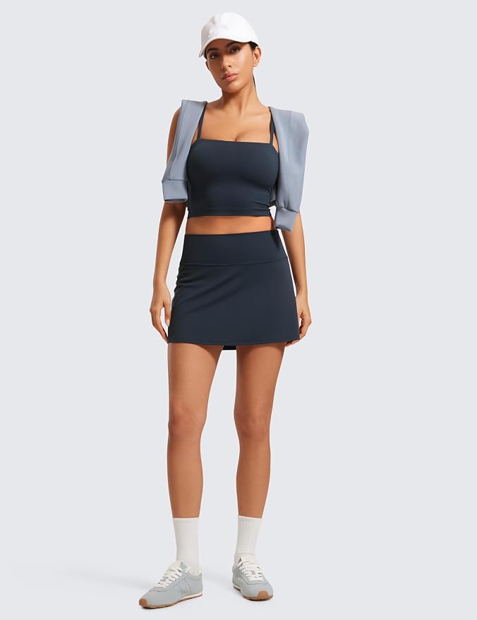CRZ YOGA Butterluxe High Waisted Tennis Skirts | Built-in Shorts with Pockets, Extremely Soft, Casual, A Line, Stretchy, Mini, Skort for Women