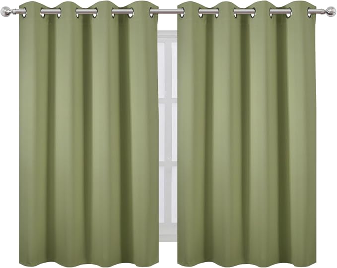 LEMOMO Sage Green Thermal Blackout Curtains/52 x 45 Inch/Set of 2 Panels Room Darkening Curtains