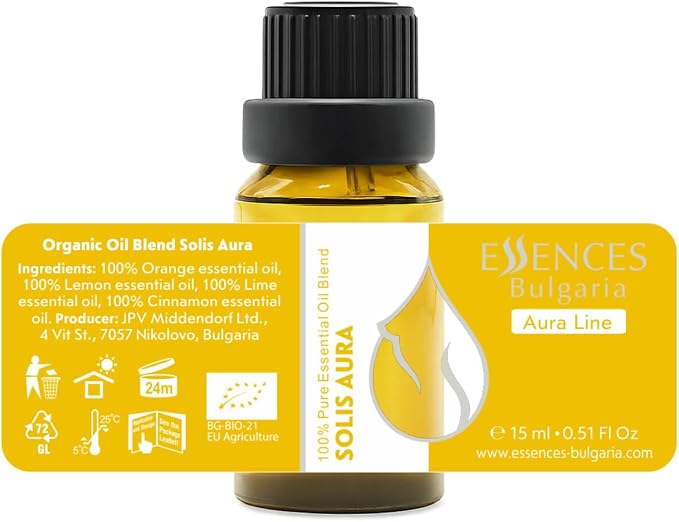 Aura Set Organic Essential Oil Blends 1.52 Fl Oz | Purple, Boreal & Solis Aura | Aromatherapy, Sauna & SPA | 100% Pure & Natural | Undiluted (3 pcs x 15 ml)
