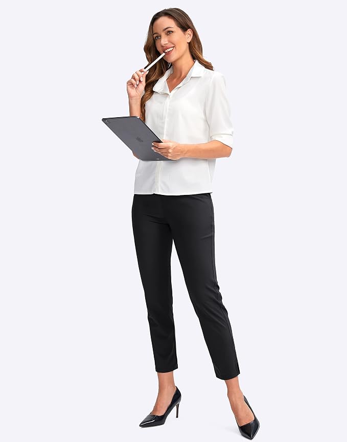 YYV Women's Golf Pants High Waist Stretch Ankle Pants with Pockets | Work Ankle Pants, Dress Pants with 4 Pockets, For Yoga Business Travel Casual