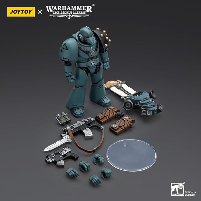 Joytoy Warhammer The Horus Heresy Sons of Horus 1:18 Action Figure Mecha Joy Toy MKVI Tactical Squad Legionary with Legion Vexilla Collection Model Anime 4.88 inch