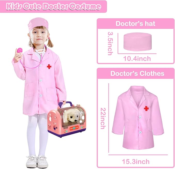 24 Pcs Dog Toys Doctor Kit for Kids, Walking and Barking Electronic Interactive stuffed Puppy Toy with Pretend Playset for Toddlers, Pet Care Veterinarian Toy Set, Girl Role Play Gift for 3-6 Year Old