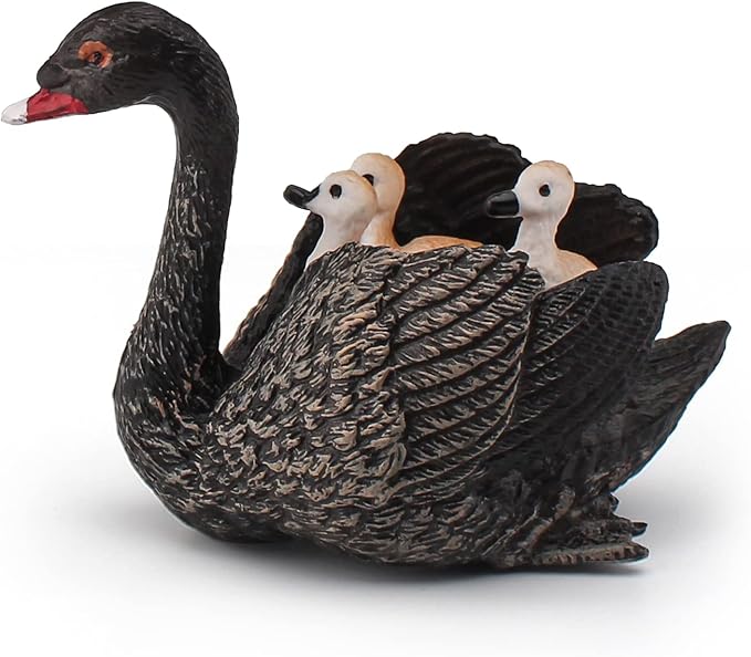 LC JoyCre Black Swan Figurine 3 Inch Big Black Goose Swan Toy Animal Figure for Toddlers Preschool Animals Figures Eduactional Project Diorama Model Toy for Kids 3 4 5 6