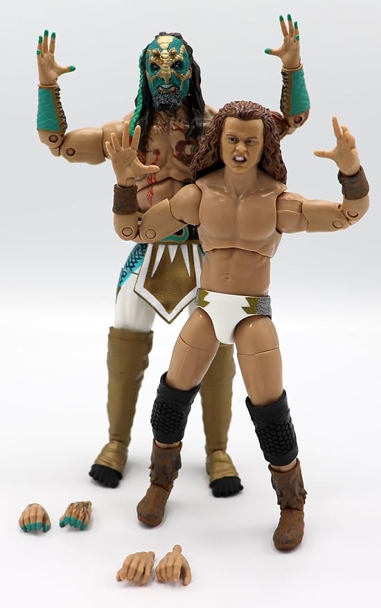 Yeegfeyn AEW Jurassic Express Jungle Boy and Luchasaurus Exclusive Wrestling Action Figures