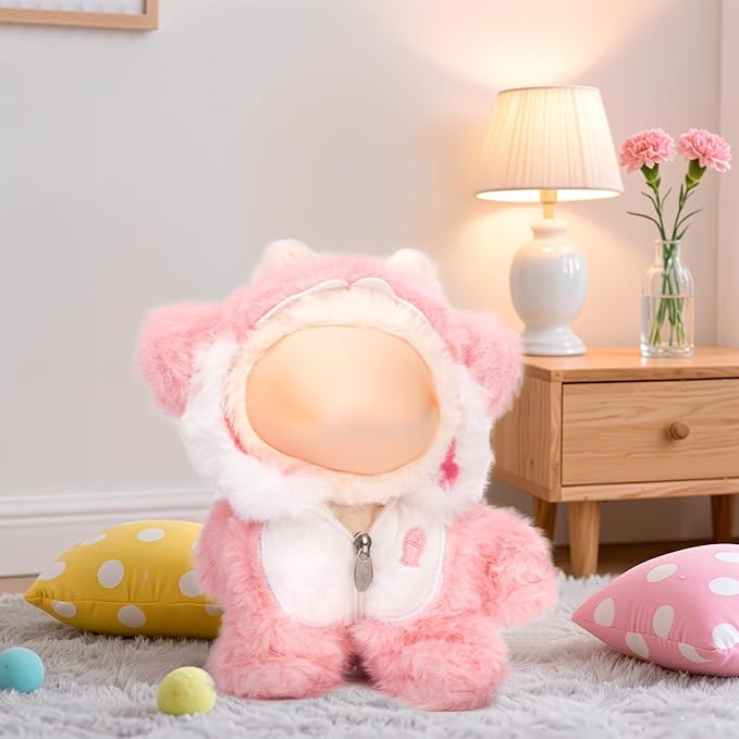 Doll Clothes Outfit Set,17cm Handmade Dolls Keychain Accessories for Kawaii Clothing Set with Details Outfit Accessories, Pink Shark Clothes,Faking Animal Style Outfit Jumpsuit(NO Doll)