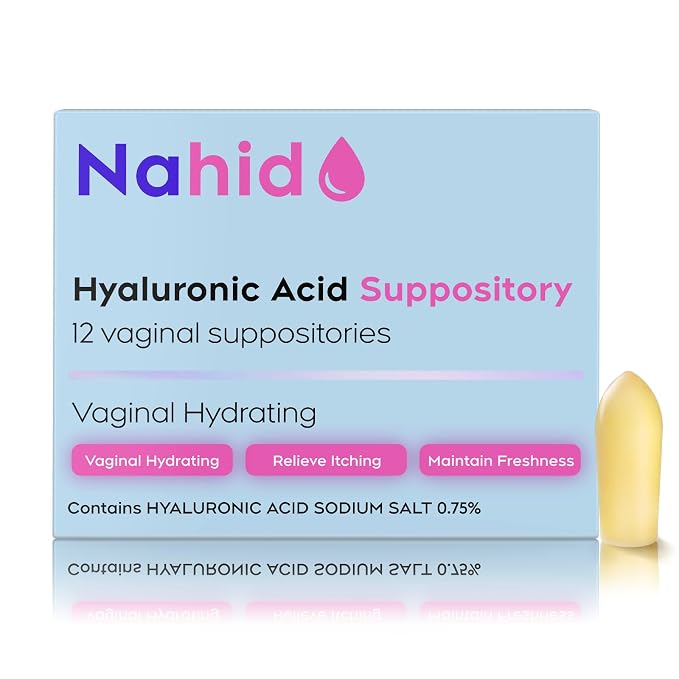 Nahid Vaginal Moisturizing Suppositories | 15 mg Hyaluronic Acid | Menopause & Hormonal Changes | 12 Inserts | 1 Pack