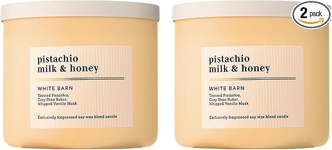 Bath & Body Works 3-Wick Candle, Pistachio Milk & Honey Candle, Strong Throw, Long-Lasting Burn Up to 45 Hours, Exclusively Fragranced Soy Wax Blend, 14.5 oz - 2 Pack