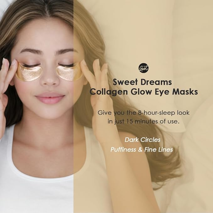 Sweet Dreams Collagen Glow Gold Eye Masks l Korean Under Eye Patches Puffy Eyes, Dark Circles & Wrinkles | Collagen, Niacinamide, Hyaluronic Acid & Peptides | Hydrating Eye Treatment& Self Beauty Care