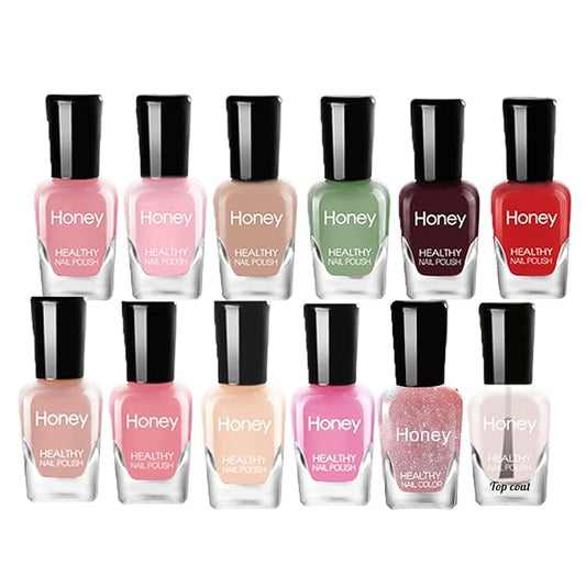 Non Toxic Nail Polish Set, Easy Peel Off and Fast Dry Nail Polish Set for Pack, Eco Friendly and Organic Water Based Nail Polish for Women,Teens(12 Bottles, 5ML)