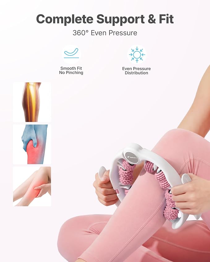 Merach Cellulite Massage Tool with Push Pull Roller, Lymphatic Drainage Massager, Leg Massager with Detachable Handles, Exercise Equipment for Thighs & Legs & Buttocks, Gift for Women