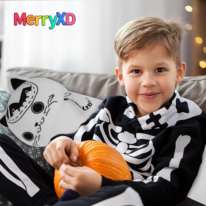 MerryXD Kawaii Long Cat Plush Body Pillow,28”Soft Cute White Stuffed Animals Plushies, Kids Big Doll Toys, Ideal Gifts for Cuddles,Girls,Girlfriend,Boys,Birthday,Christmas,Halloween,Valentine's Day