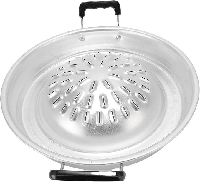 Thai Korean BBQ Grill Pan, Aluminum BBQ Grill Topper, 2 in 1 Non Stick Smoke Steak Grill Charcoal Pan Pork Hot Pot, Even Heating Barbecue Grill Plates, Camping BBQ Pan (35cm/13.78in Original Color)