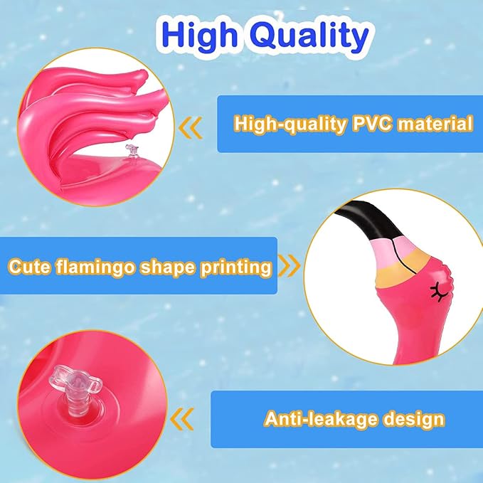 Camlinbo 15 Pcs Inflatable Flamingo Pool Toys Ring Toss Pool Game, Flamingos Luau Party Decor Hawaiian Beach Toys Carnival Outdoor Luau Party Games Supplies for Adults Family