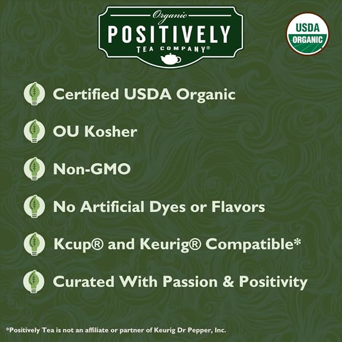 Organic Positively Tea Company, Mango Green Tea, K-Cup Compatible, 96 Pods