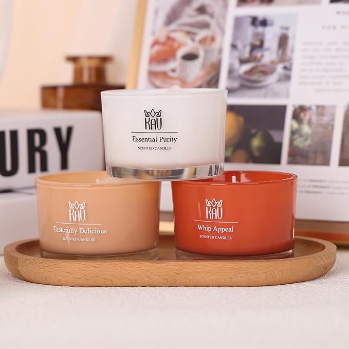 Scented Candles for Home Décor - KAV Dancing Rain Premium Scented Candle for Women Men, Embedded Stone and Soy Wax in 3 oz Glass Jar, Natural Aromatherapy (Whip Appeal)