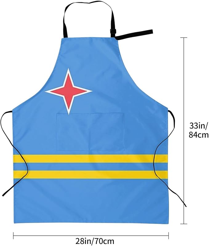 Cute Flag Kitchen Cooking Aprons for Women Men Adjustable Patriotic Flag Apron with 2 Pockets for Home Kitchen Garden