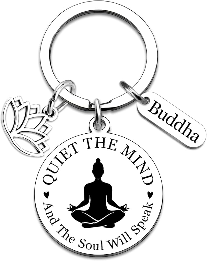Yoga Gifts for Women Meditation Gifts for Women Yoga Instructor Gift Pilates Gift for Her Spiritual Zen Meditation Yogis Accessories for People with Anxiety keychain Lotus Jewelry Buddhist Present