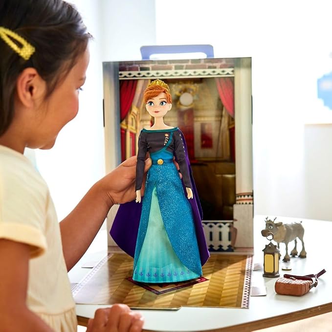 Disney Store Girl's Princess Story Doll (Anna from Frozen) 11 Inches, Includes Coloring Book and Additional Dress, Princess Doll in Classic Outfit, Princess Toys