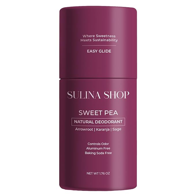 Sulina Shop Natural Deodorant, Aluminum Free, Sweet Pea | Soft sweet pea scent, Sensitive skin-friendly, Baking soda-free, Plant-based ingredients