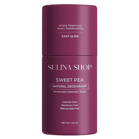Sulina Shop Natural Deodorant, Aluminum Free, Sweet Pea | Soft sweet pea scent, Sensitive skin-friendly, Baking soda-free, Plant-based ingredients