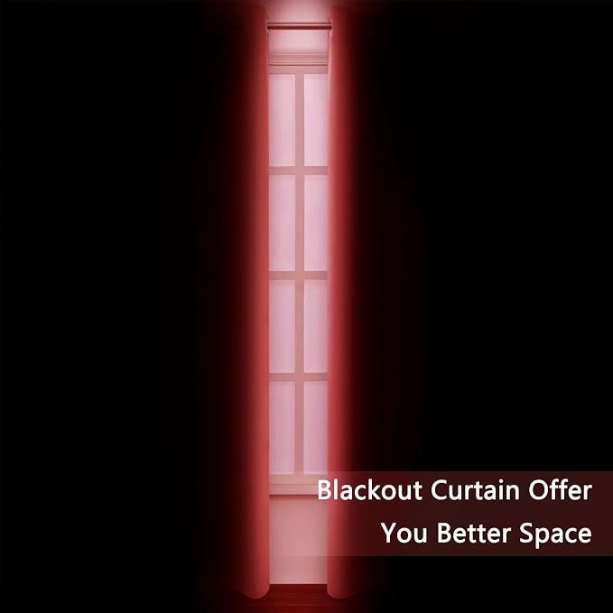 LEMOMO Blackout Curtains 52 x 90 Inch Long Bright Red Curtains Set of 2 Panels Room Darkening Curtains for Bedroom and Living Room