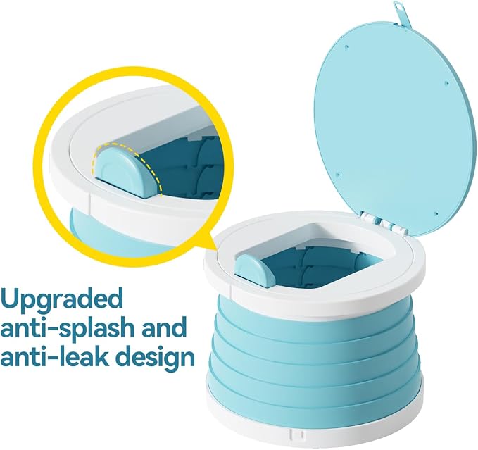Portable Foldable Toddler Travel Potty - Medium Potty Seat, Emergency Toilet for Car Camping Hiking, Lightweight Potty Chair for Indoor Outdoor Toddler Use(sky blue)